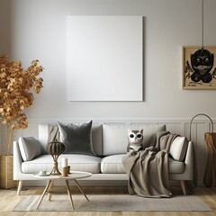 modern living room interior mockup
