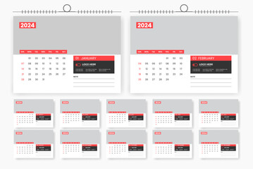 Modern professional 2024 desk calendar design, 2024 abstract desk calendar design template