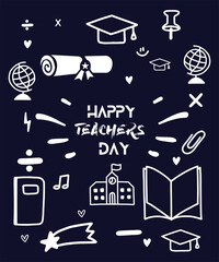 School and education doodles hand drawn vector sketch symbols and objects