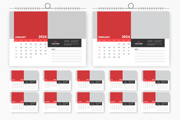 Modern professional 2024 desk calendar design, 2024 abstract desk calendar design template