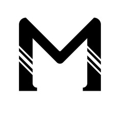 Litera M logo fioletowe - obrazy, fototapety, plakaty