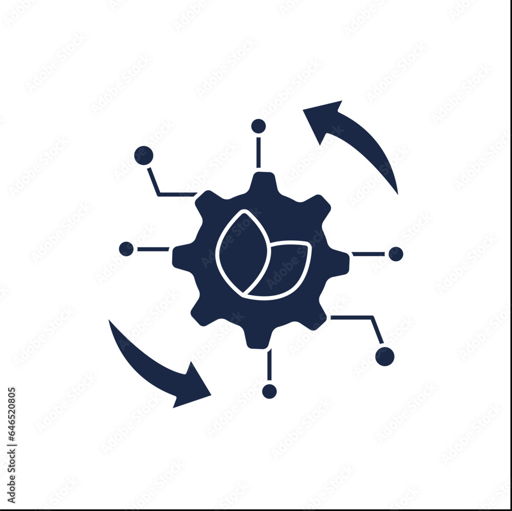 Poster digital operation glyph icon.transformation center. sensing and optimization mechanism.digital susta