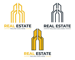 Creative real estate or home logo and vector design building template.