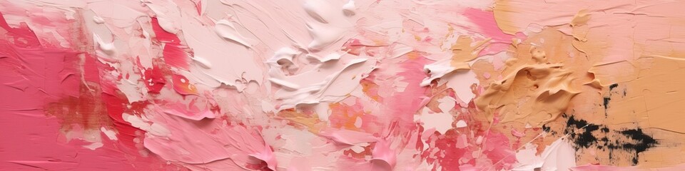Abstract pastel beige, pink background textures. Brushstroke of acrylic painting close-up. Colorful thick paint texture banner design, template social media creative backdrop, cover, art poster.