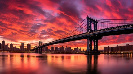 A mesmerizing urban New York sunset. Generative AI
