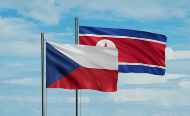 North Korea and Czech Republic flag