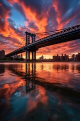 Fototapeta premium A mesmerizing urban New York sunset. Generative AI