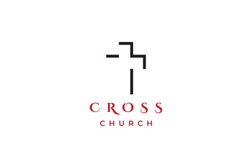 Christian Cross Church logo design vector illustration