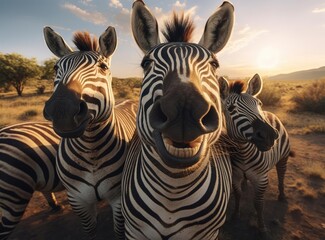 Fototapeta na wymiar A group of zebras