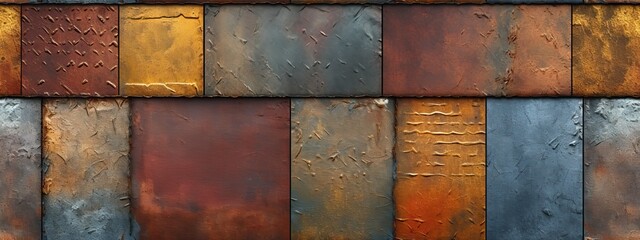 Seamless multicolor Panoramic grunge rusted metal background texture, rust and oxidized metal background. Old metal iron panel repeat pattern. wide banner