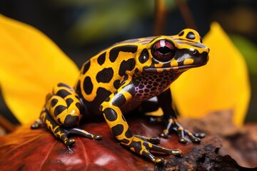 Obraz premium Colorful poisonous frog, yellow and black illustration. Generative AI