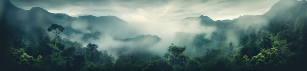 Fototapeta premium Jungle and mountains natural background