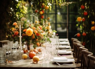 Autumn dinner holiday table