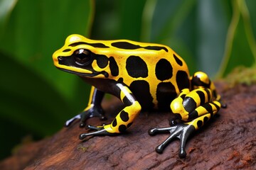 Obraz premium Colorful poisonous frog, yellow and black illustration. Generative AI