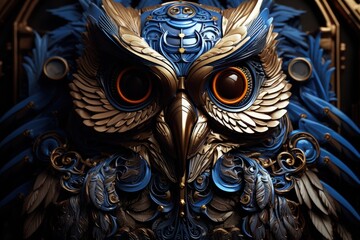 Fototapeta premium Digital illustration of a beautiful, very detailed mystical owl. Generative AI