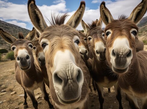 A group of donkeys