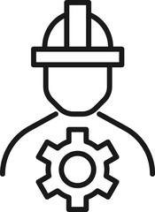 Gear by Builder Isolated Line Icon. Perfect for web sites, apps, UI, internet, shops, stores. Simple image drawn with black thin line