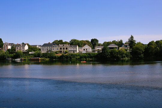View of a picturesque village on the banks of the Rhone in France