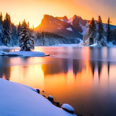 "Enchanting Winter Sunset: Ultra HD Beauty in Snowy Wonderland"