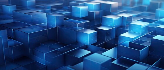 Abstract, blue geometric background design with cubes