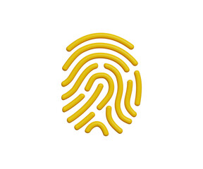 3D fingerprint icon. Biometric verification. Touch ID fingerprint. Fingerprint scan symbol. 3d illustration