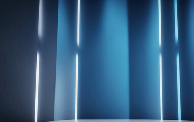 Fototapeta premium An abstract universal background for a presentation with a blue wall and beautiful highlights