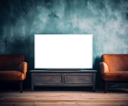 TV with transparent screen. Texture for individual customization. Concept of streaming, binge watching and screen time. Shallow field of view.	