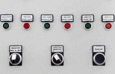 Pump station control panel close-up