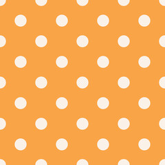 White Polka Dots Pattern Repeat on Apricot Crush Background