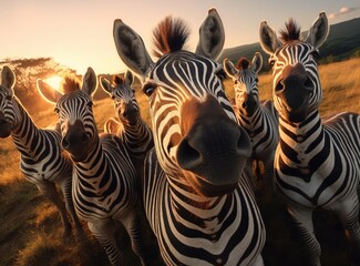 A group of zebras - obrazy, fototapety, plakaty