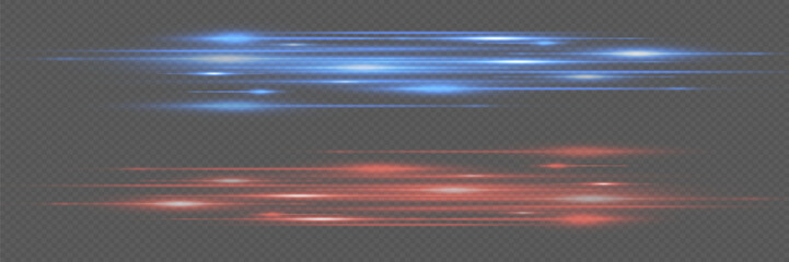 Movement of light effect. Speed ​​effect lines on a transparent background.