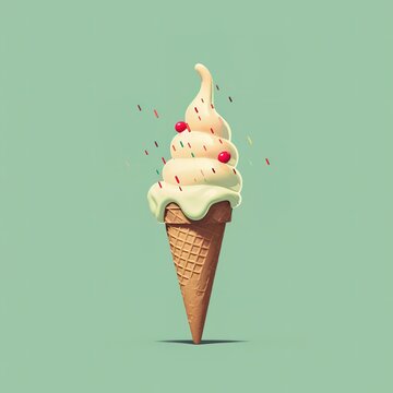 ice cream with chocolate, Chocolate, vanilla and strawberry Ice cream in the cone