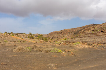 The stratified city of Lanzarote, a volcanic area with geological rock formations, Canary Islands in Spain