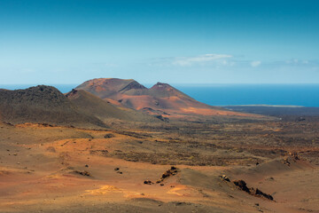 Volcanic landscape of Timanfaya National Park, Lanzarote, Canary Islands,  Spain