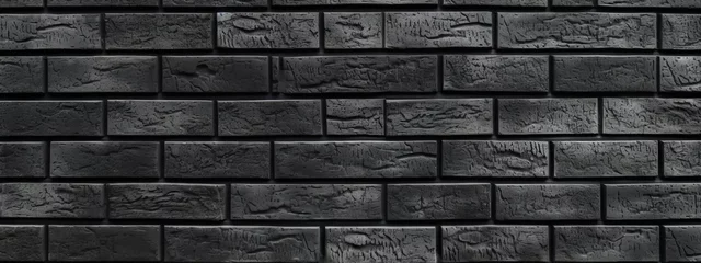 Photo sur Plexiglas Mur de briques Seamless Abstract Black brick wall texture background for pattern background. Repeat abstract pattern, wide banner panorama