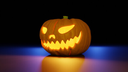 Scary glowing pumpkin for halloween . 