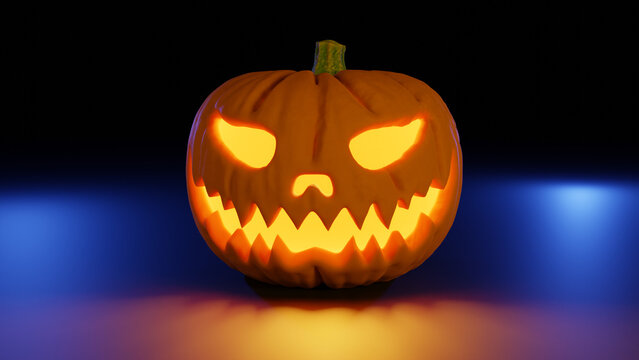 Scary glowing pumpkin for halloween . 