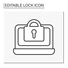  Personal data line icon. Private access to computers. Personal account. Lock concept. Isolated vector illustration. Editable stroke