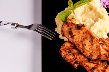 mashed potatoes with grilled chicken breast