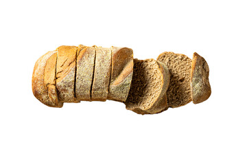 sliced dark bread over white background. australian bread
