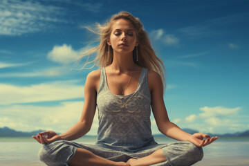 Fototapeta na wymiar Frau bei der Meditation