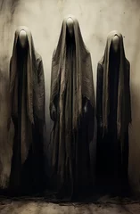 horror scary monks witches in dark fantasy poster, dramatic scene, hollow movie poster © beshoy