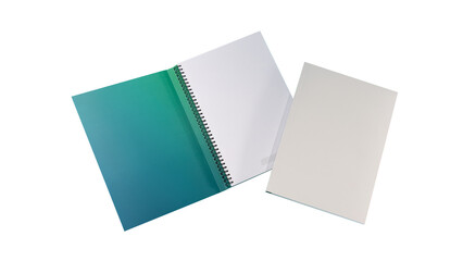 Mockup of an a4 open spiral notebook