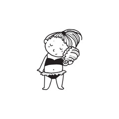Handdrawn kid illustration, child drawing, cute kid, toddler, girl