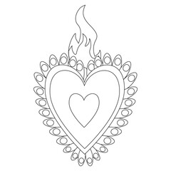 Heart Mexican embroidery coloring page