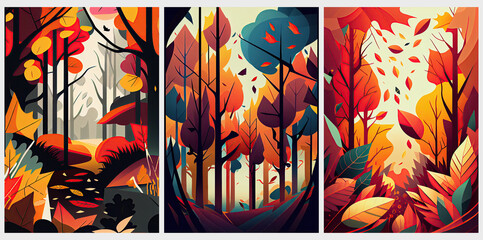 Collection of abstract autumn background design