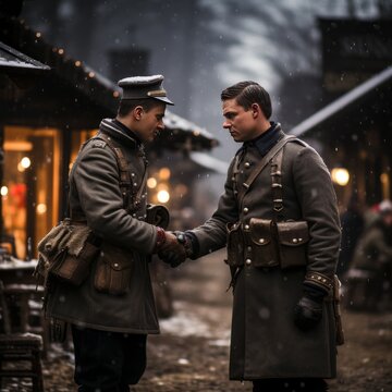 Christmas Truce World War I ceasefire celebrated Christmas together, generative ai 