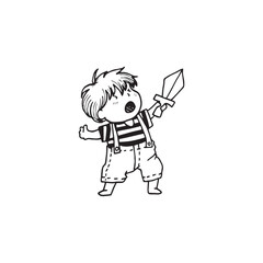 Handdrawn kid illustration, child drawing, cute kid
