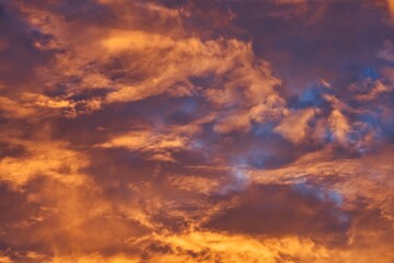 Tokyo, Japan - September 11, 2023: Illuminated clouds at sunrise in Tokyo
