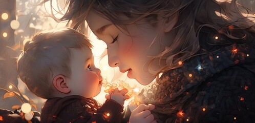 A woman holding a baby in her arms